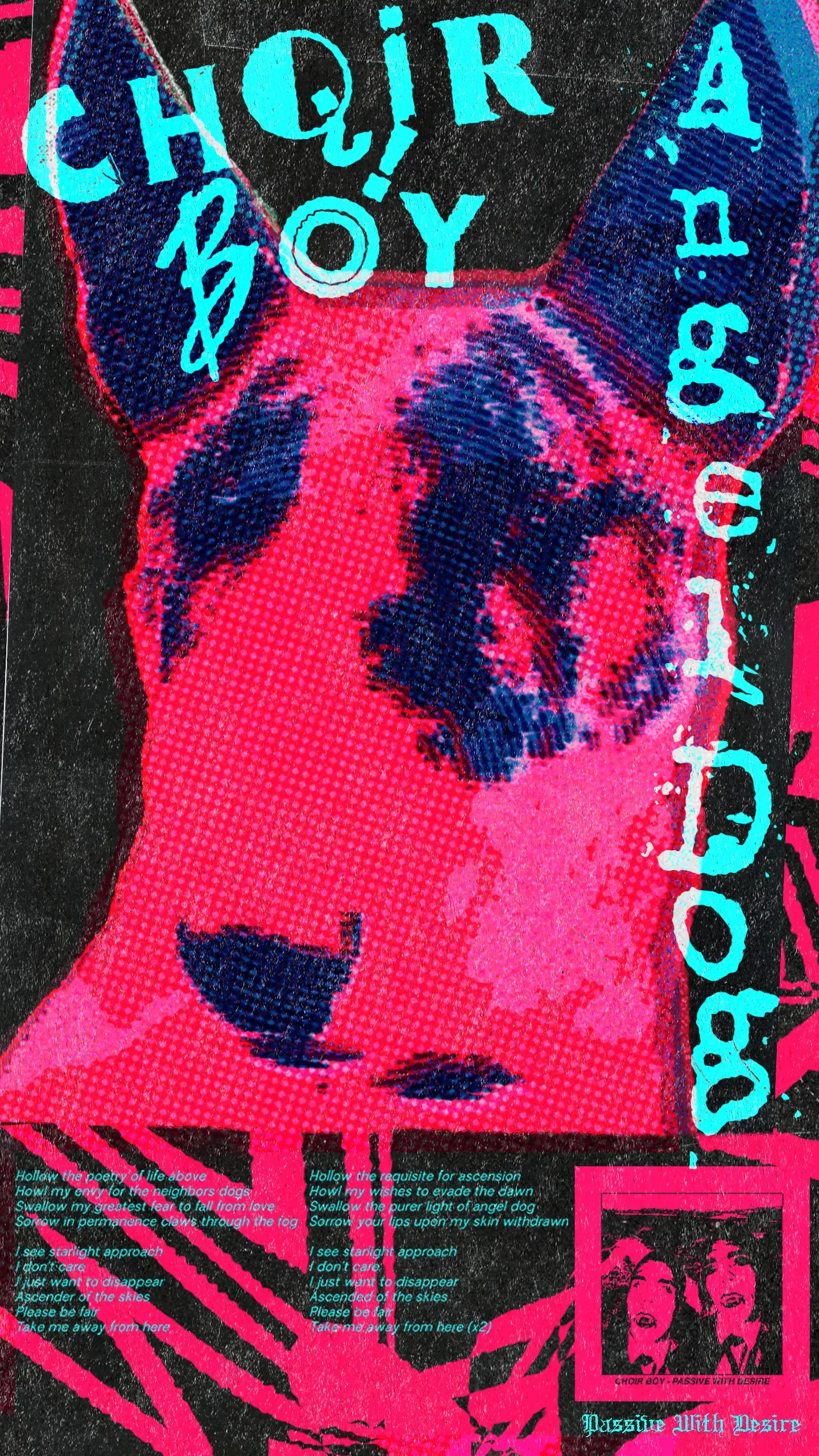 A fan poster for one of my favorite bands, Choir Boy and their song Angel Dog. 2022